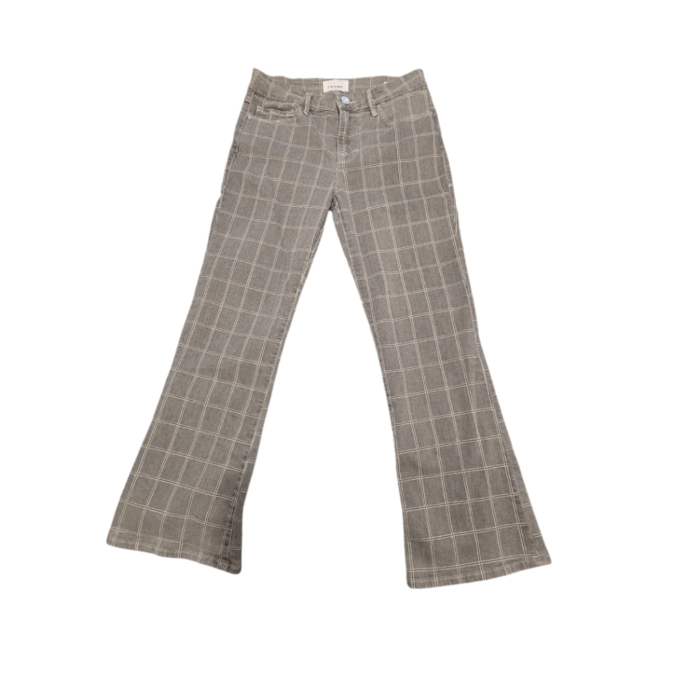FRAME Designer Woman's  Le Crop Mini Bootcut Jeans in Pine Plaid